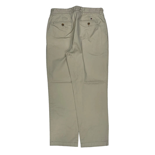 Tommy Hilfiger Pleated Chinos - 32W 31L Beige Cotton