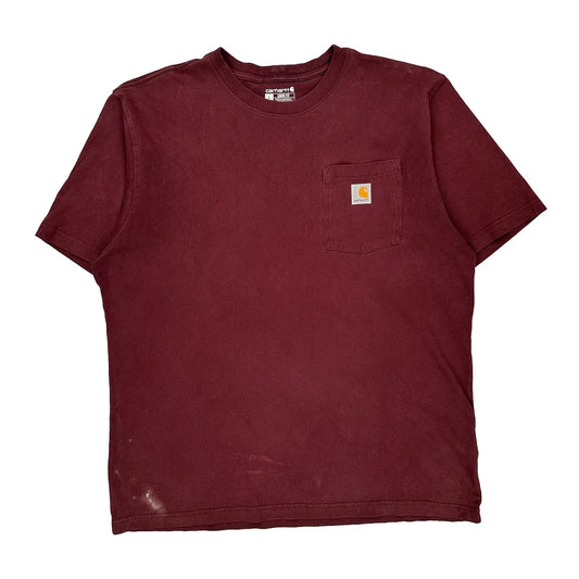 Loose Fit Carhartt T-Shirt - Large Burgundy Cotton
