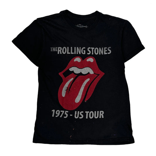 1975 US Tour The Rolling Stones Band T-Shirt - Small Black Cotton