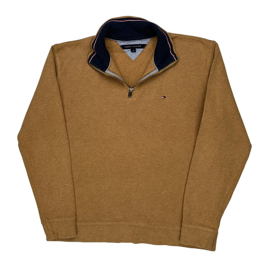 Tommy Hilfiger 1/4 Zip - Large Brown Cotton