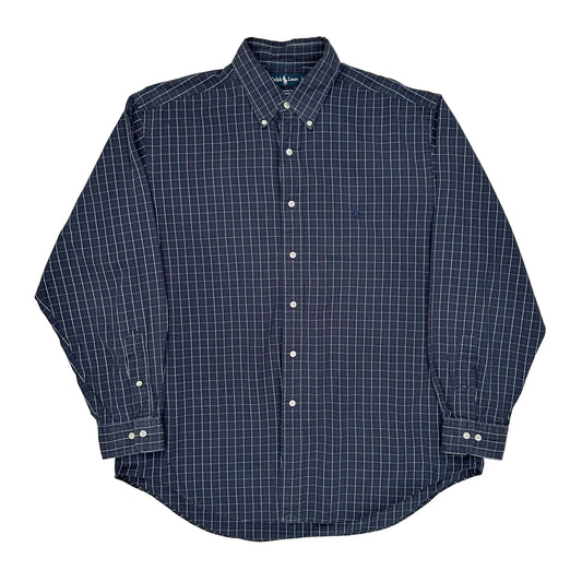 Ralph Lauren Checked Shirt - Large Navy Cotton