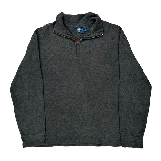Polo By Ralph Lauren 1/4 Zip - Large Grey Cotton
