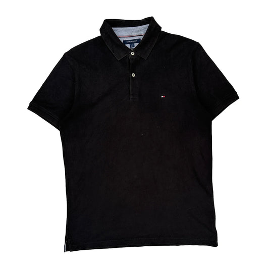 Tommy Hilfiger Slim Fit Polo Shirt - Large Black Cotton