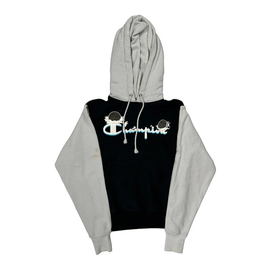 Champion Spellout Hoodie - Small Black Cotton