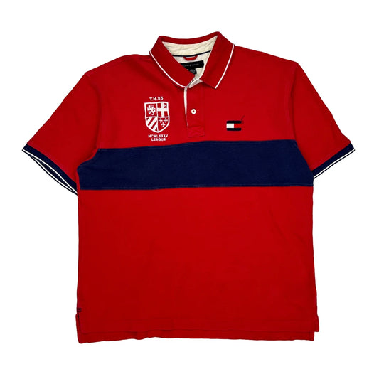 Tommy Hilfiger Striped Polo Shirt - XL Red Cotton
