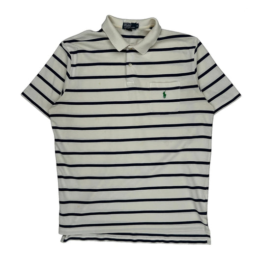 Polo By Ralph Lauren Striped Polo Shirt - XL White Cotton