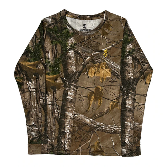 Browning Camo Long Sleeve T-Shirt - Medium Camo Cotton