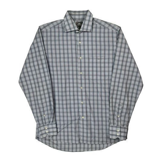 Vintage Lacoste Checked Shirt - Large Blue Cotton