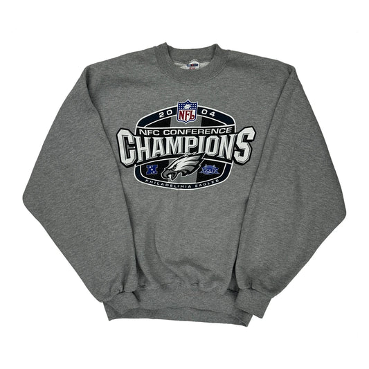 Philadelphia Eagles Jerzees Nfl Sweatshirt - Large Grey Cotton Blend