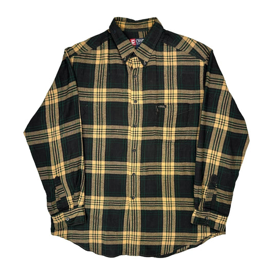 Vintage Chaps Ralph Lauren Checked Flannel Shirt - XL Green Cotton