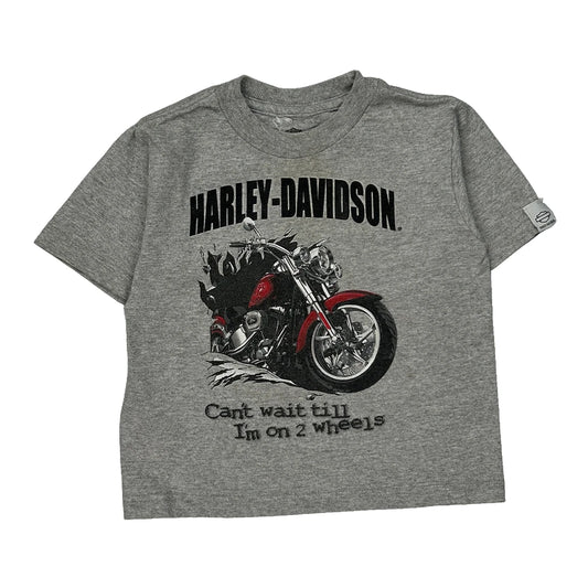 Age 4 Harley Davidson Graphic T-Shirt - XS Grey Cotton