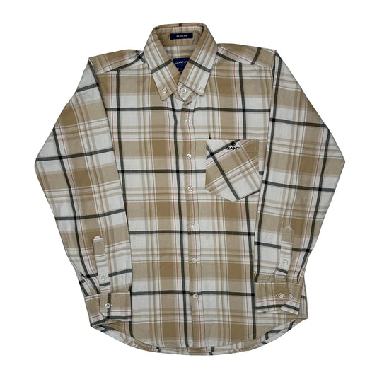 Vintage Gant Checked Shirt - Medium Beige Cotton