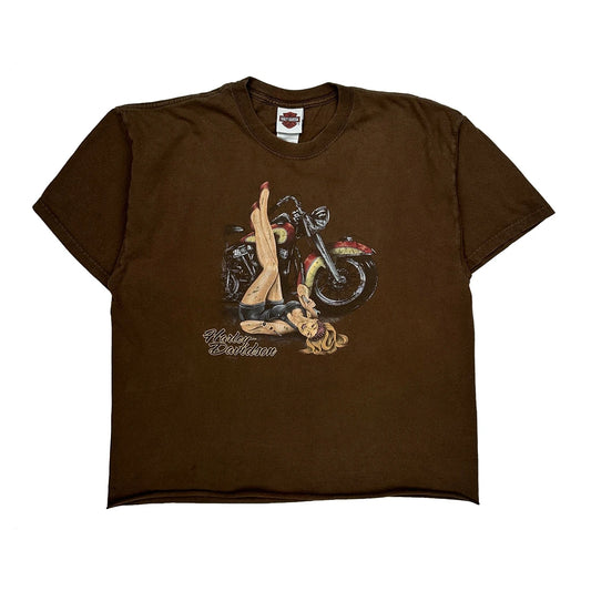 Vintage Harley-Davidson Of Bloomington Indiana Harley Davidson Graphic T-Shirt - XL Brown Cotton