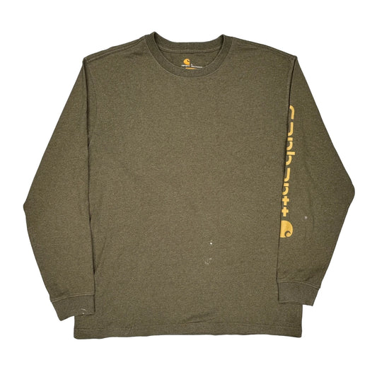 Carhartt Long Sleeve T-Shirt - Large Green Cotton