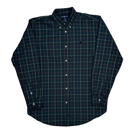 Vintage Age 15 Ralph Lauren Checked Shirt - XL Green Cotton