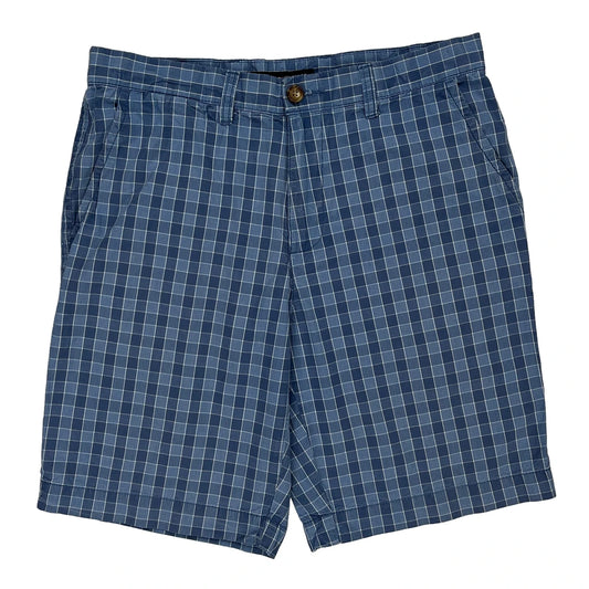Tommy Hilfiger Checked Chino Shorts - 32W 10L Blue Cotton