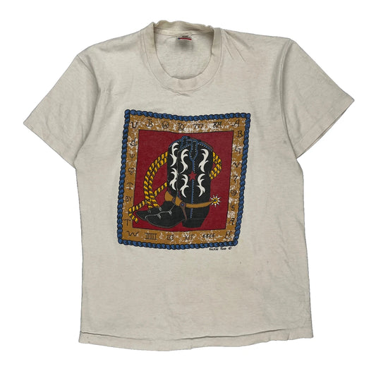 Fruit Of The Loom Single Stitch T-Shirt - Large Cream Cotton