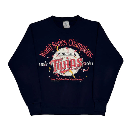Minnesota Twins Delta Graphic Sweatshirt - Large Navy Cotton Blend