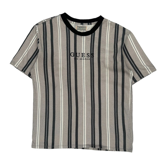 Guess Striped T-Shirt - Small Black Cotton