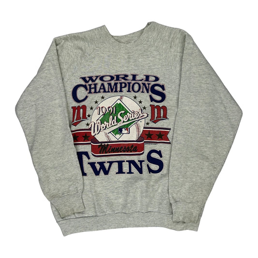 Minnesota Twins Fruit Of The Loom Mlb Sweatshirt - Large Grey Cotton Blend