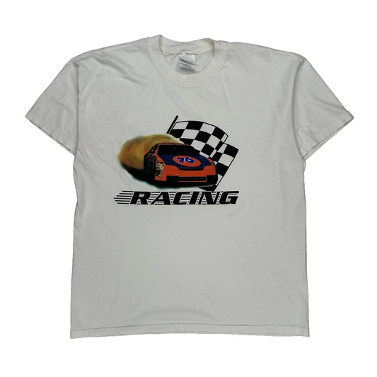 Racing Gildan Graphic T-Shirt - XL White Cotton
