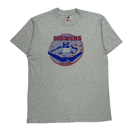 Vintage Milwaukee Brewers Fruit Of The Loom Single Stitch T-Shirt - Large Grey Cotton