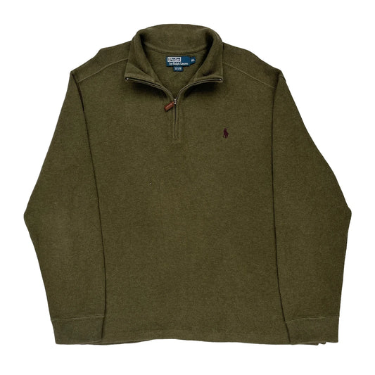 Polo By Ralph Lauren 1/4 Zip - XL Khaki Cotton