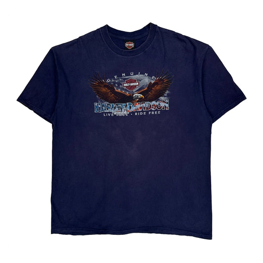 Jackson Hole Harley Davidson Graphic T-Shirt - 2XL Navy Cotton