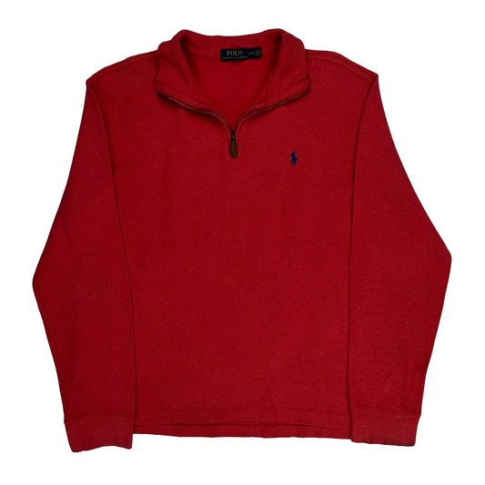 Polo By Ralph Lauren 1/4 Zip - Large Red Cotton