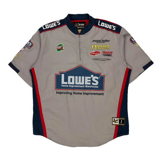Chase Authentics Nascar Short Sleeve Shirt - Large Blue Cotton Blend