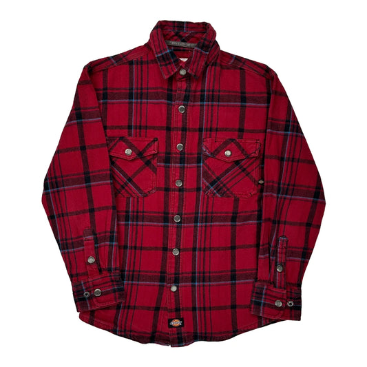 Dickies Checked Flannel Shirt - Medium Red Cotton