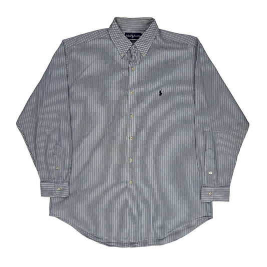 Vintage Yarmouth Ralph Lauren Striped Shirt - Large Blue Cotton