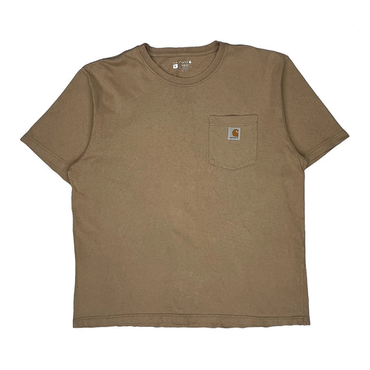 Vintage Carhartt T-Shirt - Large Beige Cotton