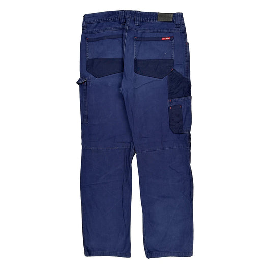 Vintage Hard Yakka Double Knee Cargo Trousers - 34W 32L Blue Cotton