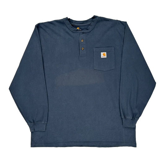 Carhartt Long Sleeve T-Shirt - XL Blue Cotton
