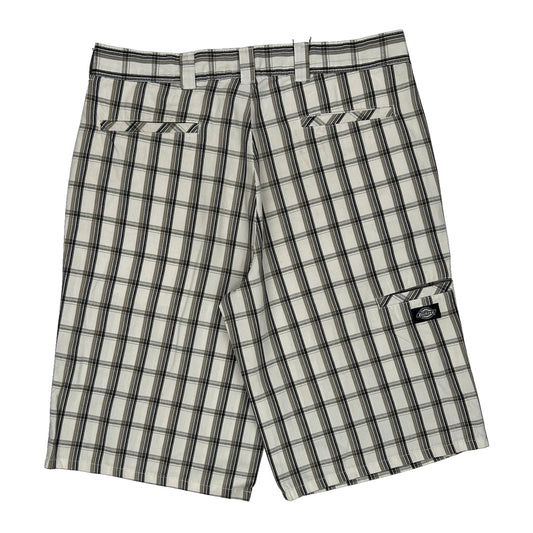 American Eagle Checked Shorts - 36W 10L White Cotton Blend