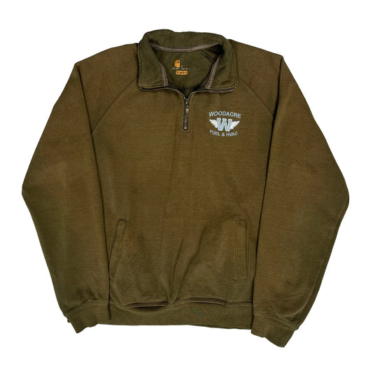 Woodacre Fuel & Hvac Carhartt 1/4 Zip - Large Green Cotton Blend