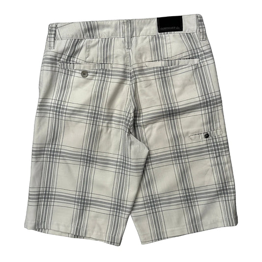 Quiksilver Checked Shorts - 30W 11L White Cotton