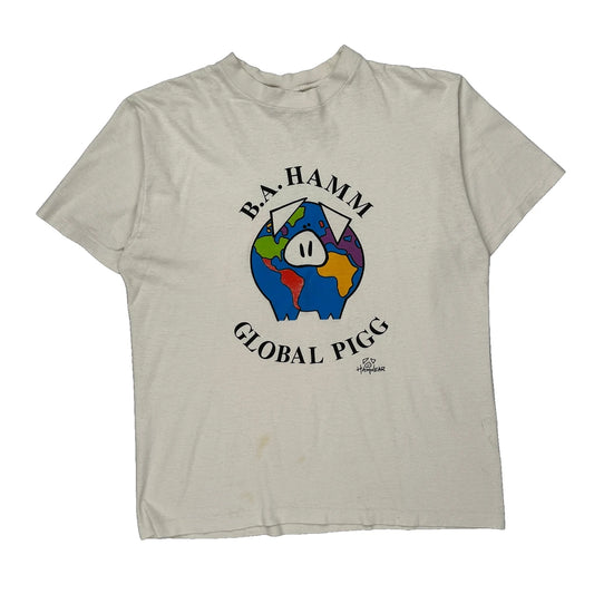 Global Pigg Hamwear Single Stitch T-Shirt - XL White Cotton