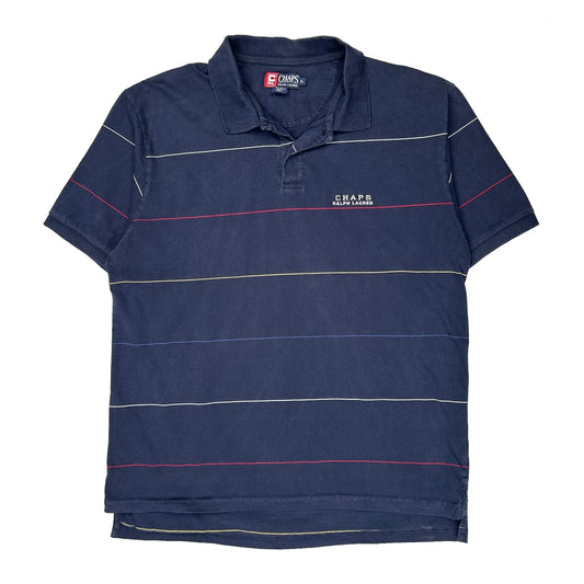 Chaps Ralph Lauren Striped Polo Shirt - XL Navy Cotton