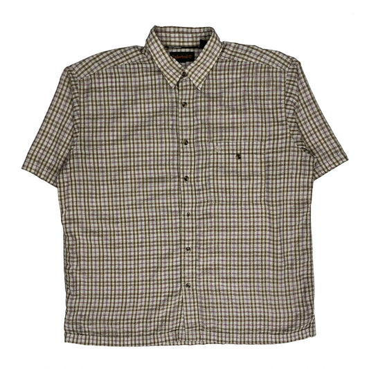 Timberland Checked Short Sleeve Shirt - XL Beige Polyester Blend