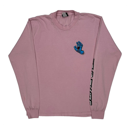 Screaming Hand Santa Cruz Graphic Long Sleeve T-Shirt - Medium Pink Cotton