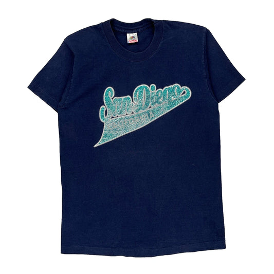 Fruit Of The Loom Single Stitch T-Shirt - Medium Navy Cotton
