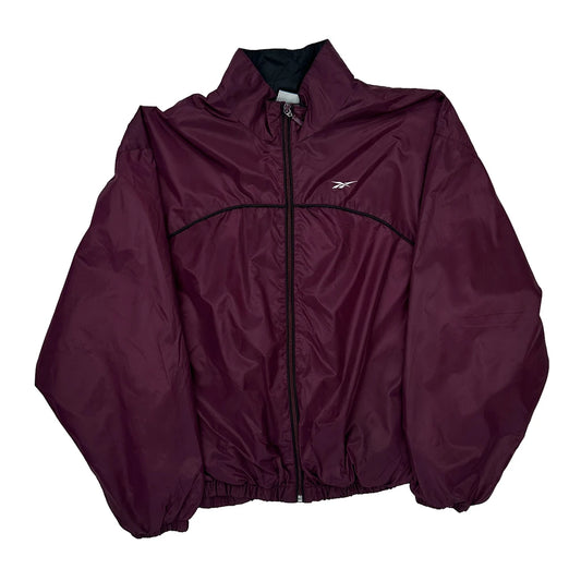 Reebok Track Jacket - Large Black Nylon