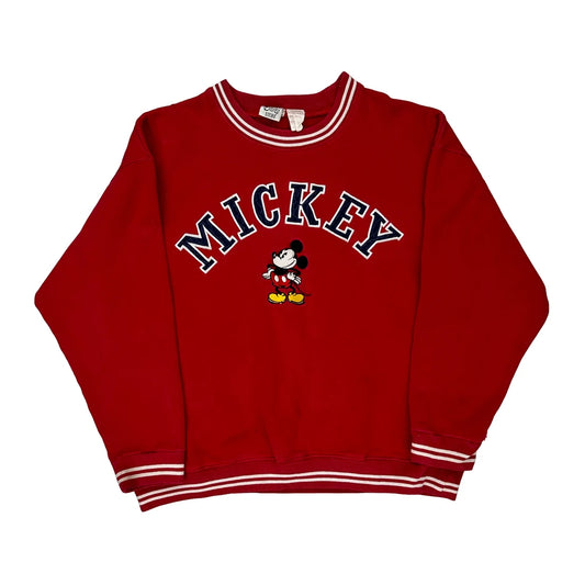 Mickey Mouse Disney Sweatshirt - Large Red Cotton