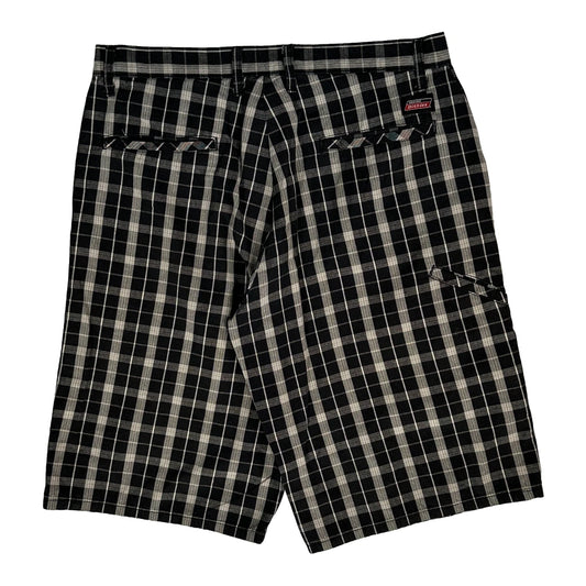 Dickies Checked Shorts - 32W 11L Black Cotton