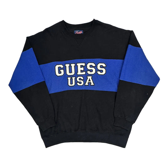 Original And Authentic Guess Spellout Sweatshirt - Large Black Cotton