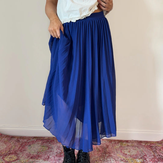 Vintage blue Louche Midi Skirt - womens 25" waist