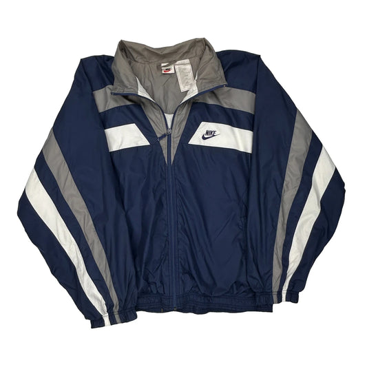 Sportswear Nike Striped Windbreaker - Large Grey Polyester
