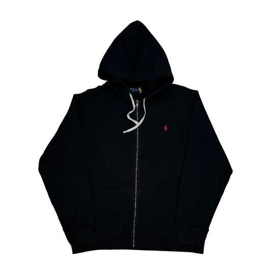 Vintage Polo By Ralph Lauren Full Zip Hoodie - XL Black Cotton